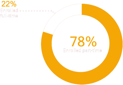 22% Full-Time vs 78% Part-Time Enrollment