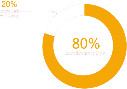 20% Full-Time vs 80% Part-Time Enrollment