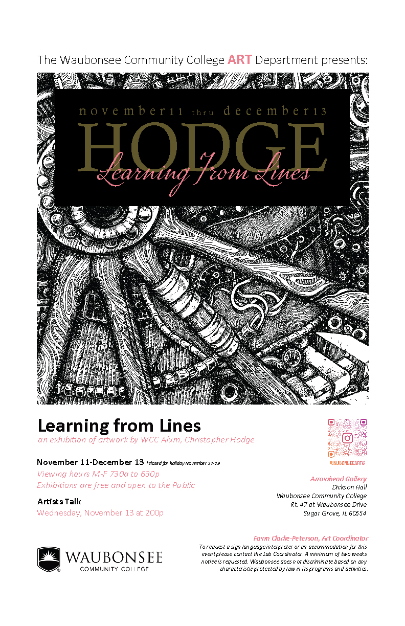 Christopher Hodge - Learning from Lines - Nov. 11 - Dec. 13 - Arrowhead Gallery, Sugar Grove Campus