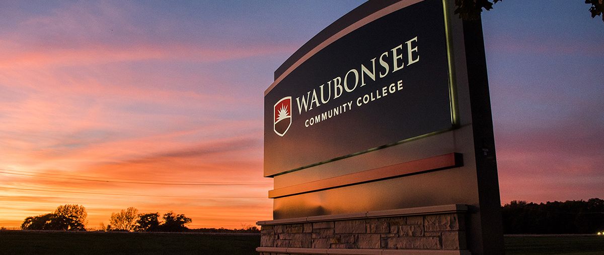 Waubonsee Sign Sugar Grove Sunset L