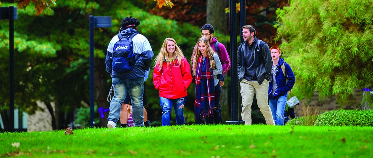 Students walking on campus