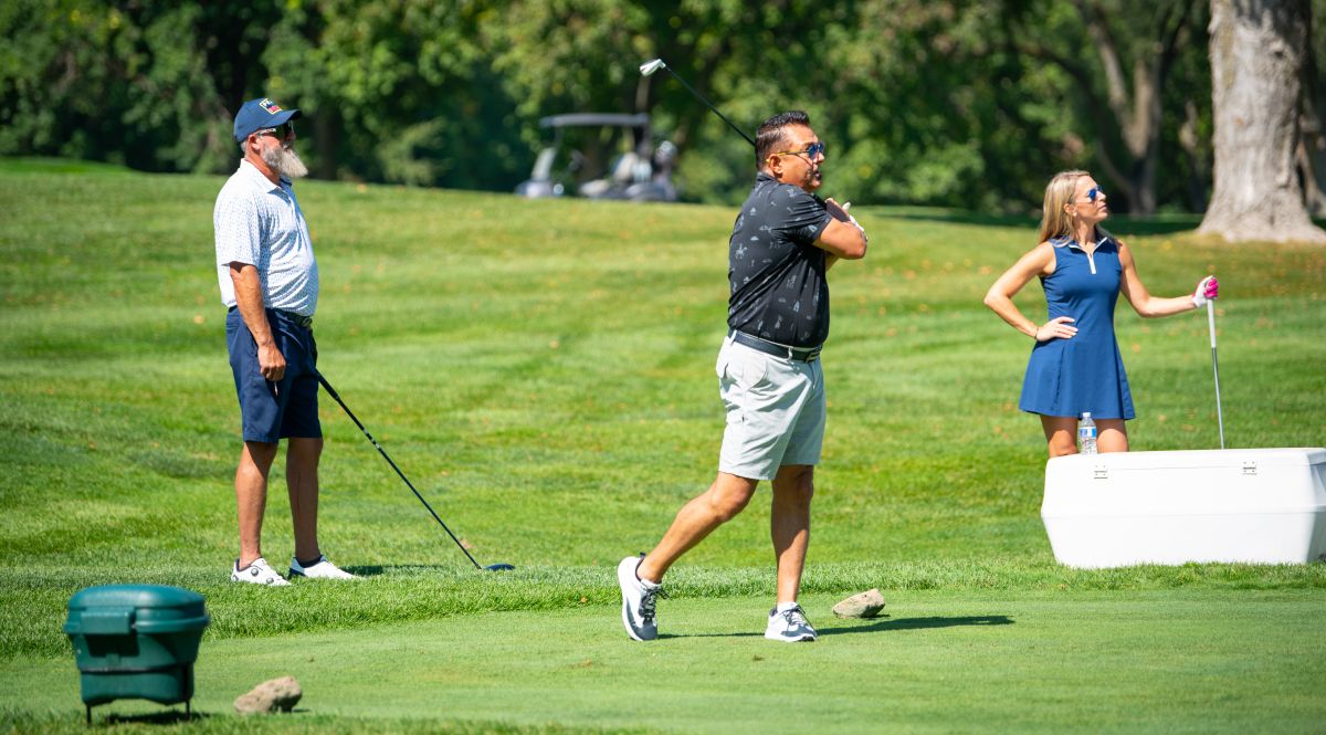 Golfers participate in the Waubonsee Foundation’s golf outing at the Aurora Country Club.