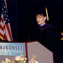 Dr. Sobek speaks at her Installation Ceremony, November 4, 2001. 