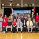 Dr. Sobek, trustees, and employees at the ceremonial groundbreaking for Waubonsee's Field House in 2013.