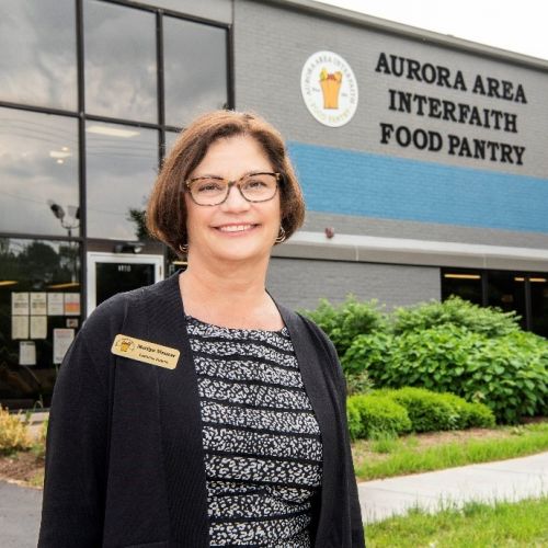 Photo of Marilyn Weisner; Executive Director, Aurora Area Interfaith Food Pantry