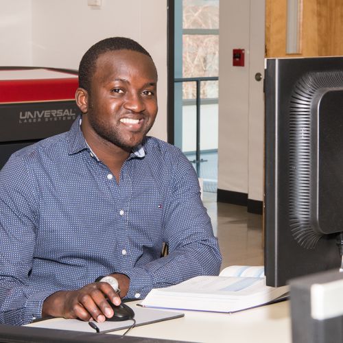 student working on computer