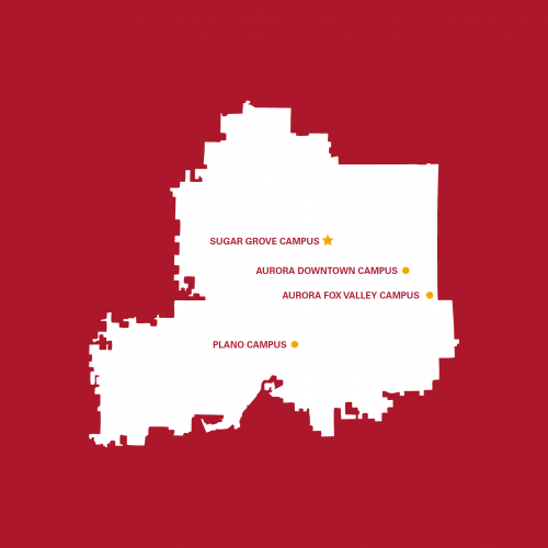 District Map highlighting all four Waubonsee Campuses