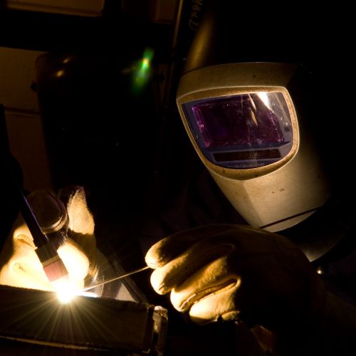 Waubonsee welding student welding metal