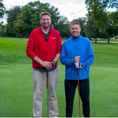 Dr. Scott Peska and Kevin Pennington enjoy a day on the links together at the 2022 Waubonsee Foundation Golf Outing