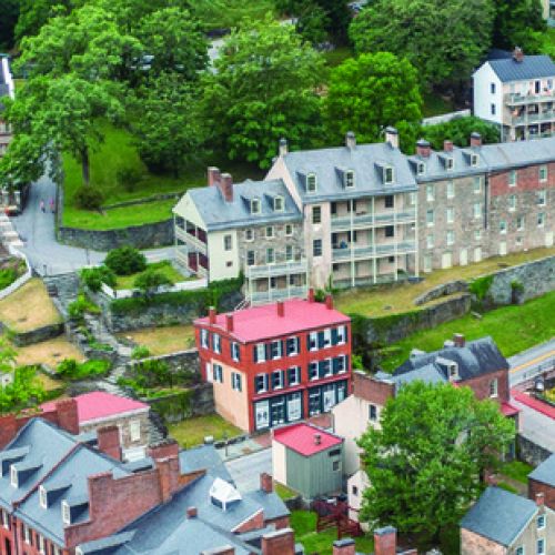 Aerial view of Keystone state town