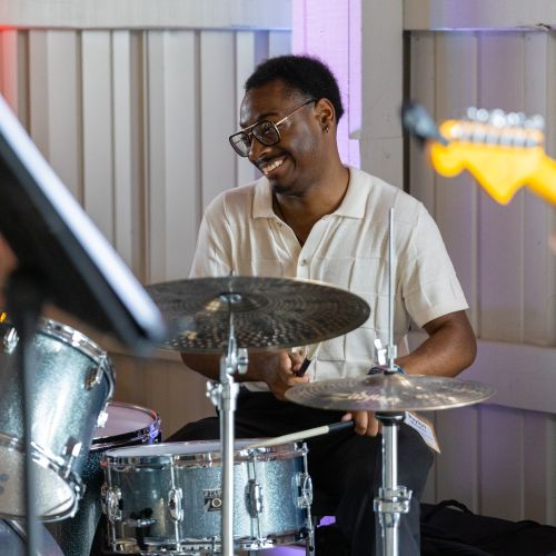 Drummer playing the drums