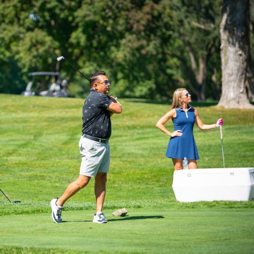Golfers participate in the Waubonsee Foundation’s golf outing at the Aurora Country Club.